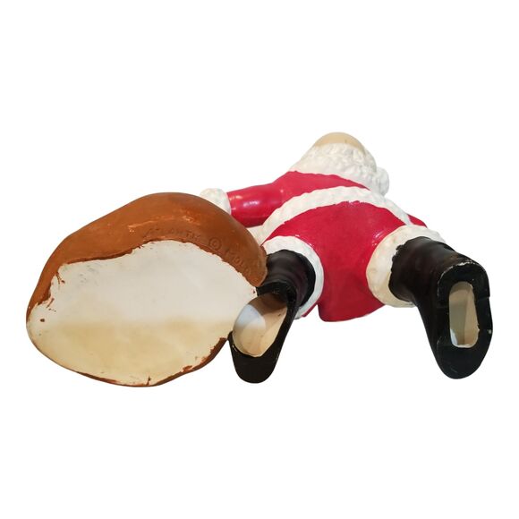 Vintage Atlantic Mold Ceramic Christmas Santa Planter Candy Cane Holder Red Bell - Picture 6 of 8